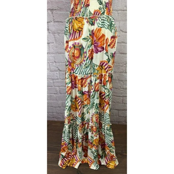 NWT Abel The Label Anthropologie Tiered Maxi Dress M Sleeveless Fruit Print ATL - Picture 6 of 13